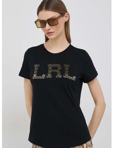 Pamučna majica Lauren Ralph Lauren boja: crna