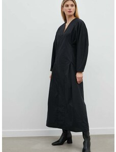 Pamučna haljina By Malene Birger boja: crna, maxi, širi se prema dolje
