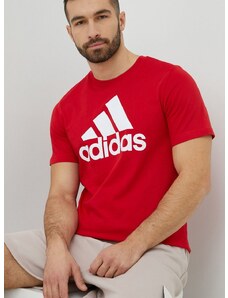 Pamučna majica adidas boja: crvena, s tiskom