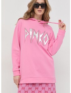 Dukserica Pinko za žene, boja: ružičasta, s kapuljačom, s aplikacijom