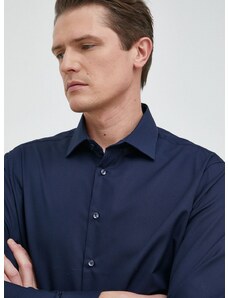 Pamučna košulja Seidensticker za muškarce, boja: tamno plava, slim, s klasičnim ovratnikom