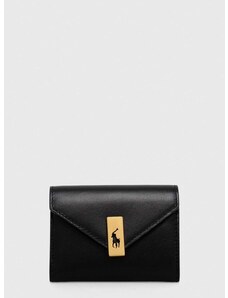 Kožni novčanik Polo Ralph Lauren za žene, boja: crna