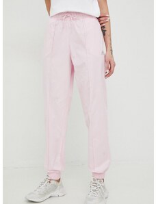 Pamučne hlače adidas za žene, boja: ružičasta, s aplikacijom