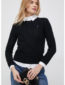 Pamučni pulover Polo Ralph Lauren boja: crna
