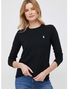 Pamučna majica dugih rukava Polo Ralph Lauren boja: crna