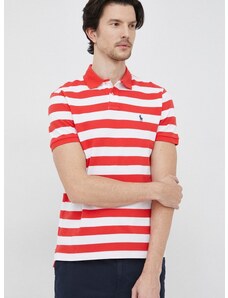 Pamučna polo majica Polo Ralph Lauren boja: crvena, s uzorkom