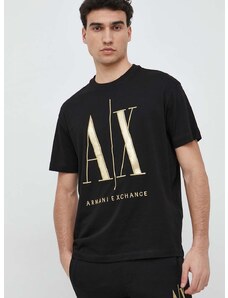Pamučna majica Armani Exchange boja: crna, s aplikacijom, 8NZTPQ ZJH4Z NOS