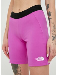 Sportske kratke hlače The North Face Mountain Athletics za žene, boja: ljubičasta, glatki materijal, srednje visoki struk