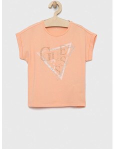 Dječja majica kratkih rukava Guess boja: narančasta