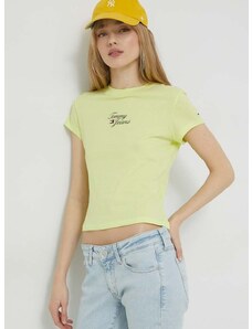 Majica kratkih rukava Tommy Jeans za žene, boja: zelena