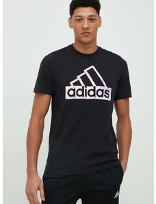 Pamučna majica adidas boja: crna, s tiskom