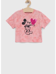 Dječja pamučna majica kratkih rukava GAP x Mickey Mouse boja: ružičasta