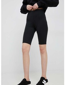 Kratke hlače Calvin Klein za žene, boja: crna, glatki materijal, srednje visoki struk