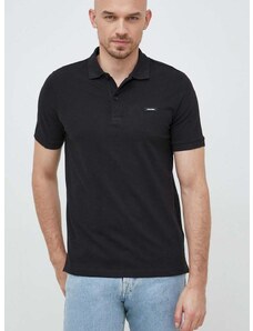 Polo majica Calvin Klein za muškarce, boja: crna, jednobojni model