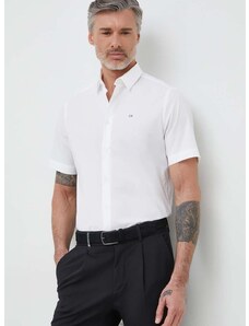 Košulja Calvin Klein za muškarce, boja: bijela, regular, s klasičnim ovratnikom