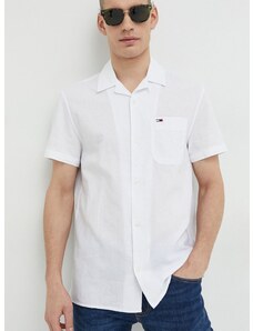 Košulja s dodatkom lana Tommy Jeans boja: bijela, regular
