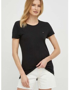 Majica kratkih rukava Tommy Hilfiger za žene, boja: crna
