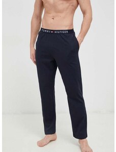 Homewear pamučne hlače Tommy Hilfiger boja: tamno plava, ravni kroj