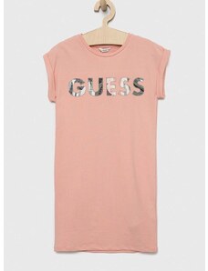 Dječja haljina Guess boja: ružičasta, mini, ravna