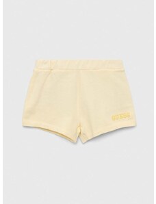 Dječje pamučne kratke hlače Guess boja: žuta, glatki materijal