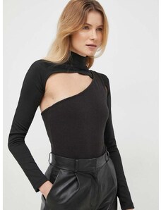 Bodi Calvin Klein Jeans za žene, boja: crna, s poludolčevitom