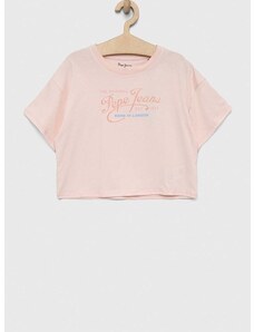Dječja pamučna majica kratkih rukava Pepe Jeans Non-denim boja: ružičasta