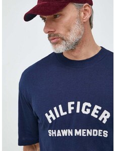 Majica kratkih rukava Tommy Hilfiger x Shawn Mendes za muškarce, boja: tamno plava, s tiskom
