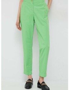 Pamučne hlače Tommy Hilfiger boja: zelena, ravni kroj, visoki struk