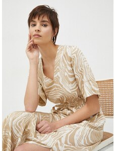 Haljina Calvin Klein boja: bež, maxi, širi se prema dolje