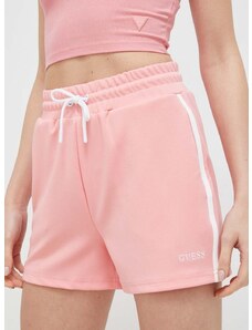 Kratke hlače Guess za žene, boja: ružičasta, s uzorkom, visoki struk
