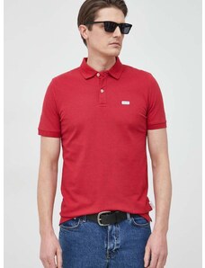 Polo majica Guess za muškarce, boja: crvena, jednobojni model