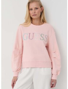 Dukserica Guess za žene, boja: ružičasta, s aplikacijom