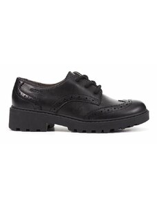 Kožne cipele Geox J CASEY GIRL za žene, boja: crna, ravni potplat, J6420N 00085 C9999