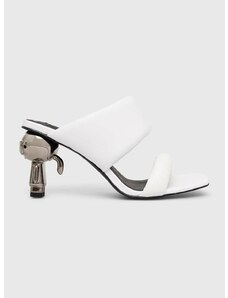 Kožne natikače Karl Lagerfeld IKON HEEL za žene, boja: bijela, s debelom petom, KL39005