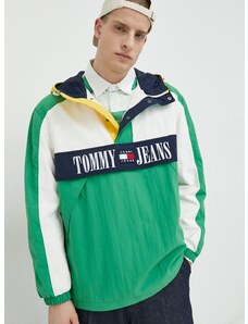 Jakna Tommy Jeans za muškarce, boja: zelena, za prijelazno razdoblje, oversize