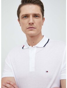 Polo majica Tommy Hilfiger za muškarce, boja: bijela, glatki model