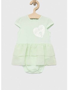 Haljina za bebe Guess boja: tirkizna, mini, širi se prema dolje