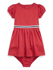 Haljina za bebe Polo Ralph Lauren boja: crvena, mini, širi se prema dolje