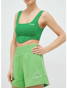 Kratke hlače Tommy Hilfiger za žene, boja: zelena, s aplikacijom, visoki struk