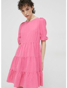 Haljina HUGO boja: ružičasta, mini, širi se prema dolje