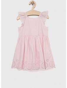 Dječja pamučna haljina GAP boja: ružičasta, mini, širi se prema dolje
