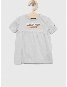 Dječja haljina Calvin Klein Jeans boja: siva, mini, širi se prema dolje