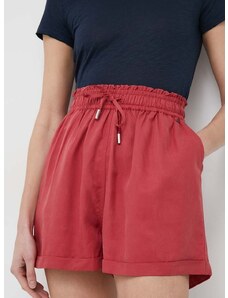 Kratke hlače Pepe Jeans za žene, boja: crvena, glatki materijal, visoki struk