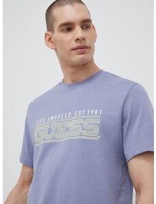 Pamučna majica Guess boja: siva, s uzorkom
