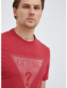 Majica kratkih rukava Guess za muškarce, boja: crvena, s tiskom