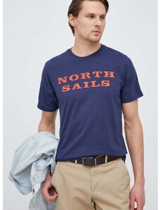 Pamučna majica North Sails boja: tamno plava, s tiskom