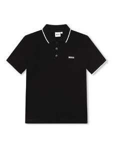 Pamučna polo majica BOSS boja: crna, s tiskom