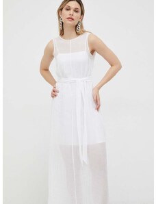 Haljina Armani Exchange boja: bijela, maxi, širi se prema dolje