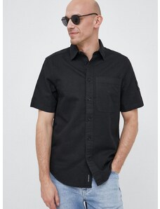 Košulja s dodatkom lana Calvin Klein Jeans boja: crna, regular, s klasičnim ovratnikom