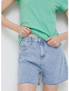 Traper kratke hlače Calvin Klein Jeans za žene, glatki materijal, visoki struk